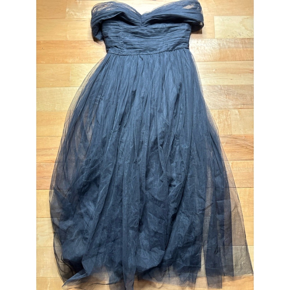 Lace & Beads Off The Shoulder Tulle Maxi Dress Women 18 Black Glam Evening NWT
